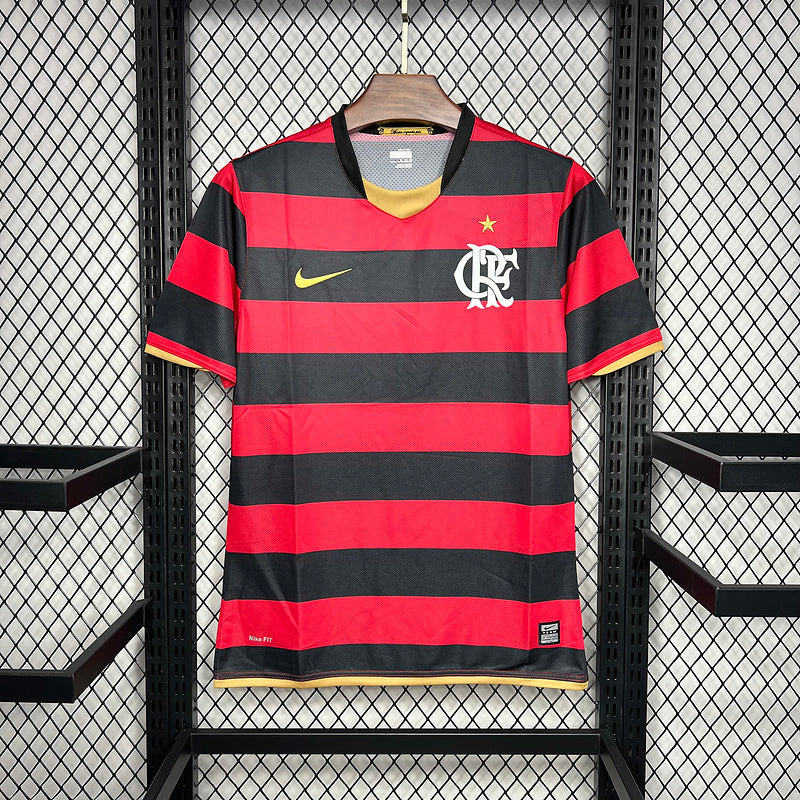 Camisa Flamengo I Retrô 2008/09 Torcedor Masculina - Vermelha com detalhes em Preto e amarelo