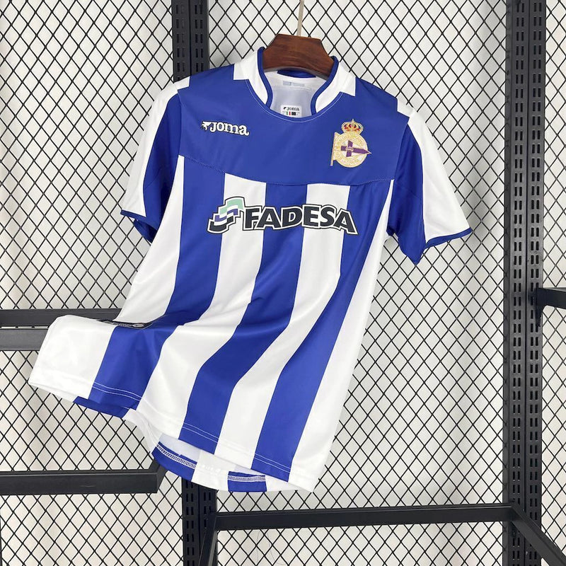 Camisa Deportivo La Coruna Home I 2003/04 Joma Retrô Masculina - Branca e Azul