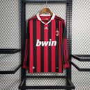 Camisa Milan Home 2009/10 Retrô Manga Longa - Vermelha e Preta