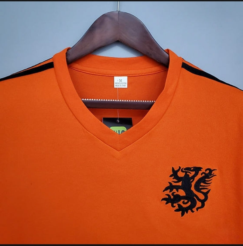 Camisa Holanda Retrô Home 1974 Torcedor Masculina - laranja