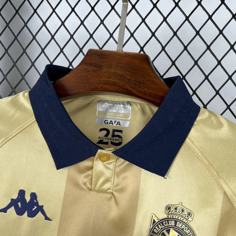 Camisa Deportivo La Coruna "25 Anos La Liga" 2025/26 Kappa Torcedor Masculina - Dourada