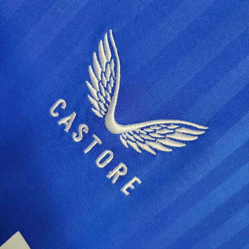Camisa Rangers FC Home I 2023/24 Castore Torcedor Masculina Azul, uniforme moderno do clube escocês com escudo bordado e design elegante.