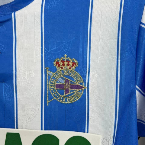 Camisa Deportivo La Coruna Home I 1097/98 Adidas Retrô  Masculina - Branca e Azul