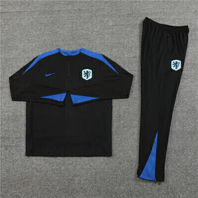 Conjunto agasalho Holanda 24/25 Manga Longa - Preta e Azul