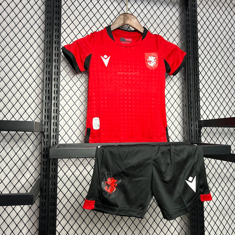 Kit Infantil Geórgia Third III 2024/25 - Uniforme completo com camisa e short, modelo alternativo da seleção da Geórgia para crianças, tecido leve e confortável - Wazemix