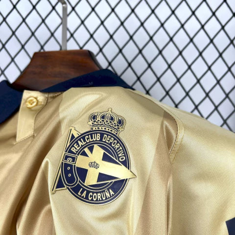 Camisa Deportivo La Coruna "25 Anos La Liga" 2025/26 Kappa Torcedor Masculina - Dourada