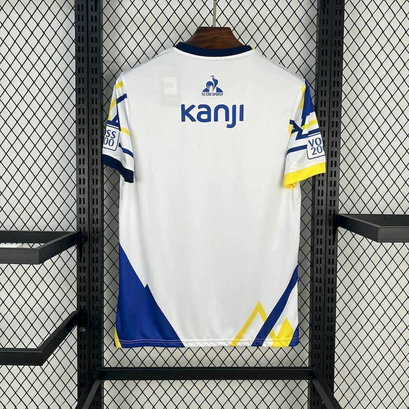 Camisa Rosario Central Away II 2025/26 Torcedor Masculina branca com detalhes em azul e amarelo, modelo confortável e leve, ideal para torcedores do time argentino.