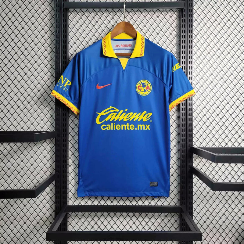 Camisa Club América Away II 2023/24 Torcedor Masculina Azul Nike, uniforme alternativo confortável e estiloso, futebol mexicano, manto das Águias"