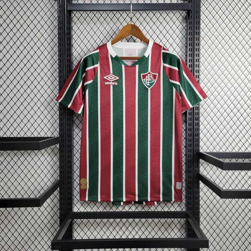 "Camisa Fluminense Home 2024/25 Masculina Umbro para torcedor, tricolor verde, grená e branco, modelo oficial do clube, ideal para fãs do Fluminense Football Club"