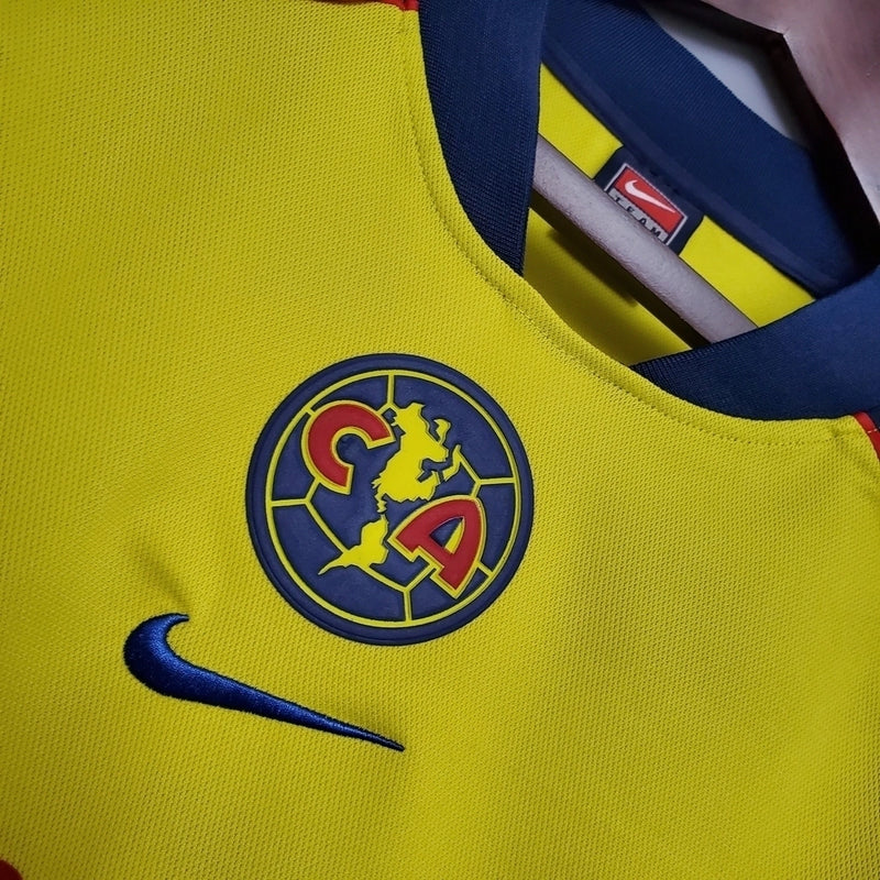 Camisa Club América Home I 2001/02 Nike Retrô Masculina Amarela, uniforme clássico anos 2000, futebol mexicano, coleção retrô das Águias"
