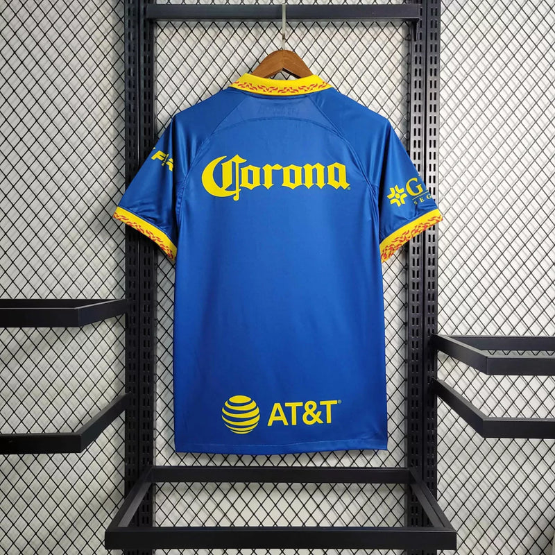 Camisa Club América Away II 2023/24 Torcedor Masculina Azul Nike, uniforme alternativo confortável e estiloso, futebol mexicano, manto das Águias"