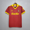 Camisa Roma Home I 1991/92 Adidas Retrô Masculina grená, com detalhes em amarelo dourado, gola polo e escudo bordado da Roma.