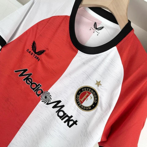 Camisa Feyenoord Home I 2024/25 Castore Torcedor Masculina - Branca e Vermelha