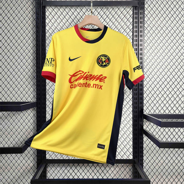 Camisa Club América Home 2024/25 Masculina para torcedor, amarela com detalhes em azul, modelo oficial do clube mexicano, ideal para fãs do Club América
