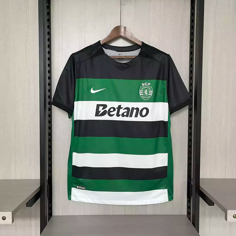 Camisa Sporting 24/25 Home - Masculina - Modelo Torcedor - Verde e Preta e Branca