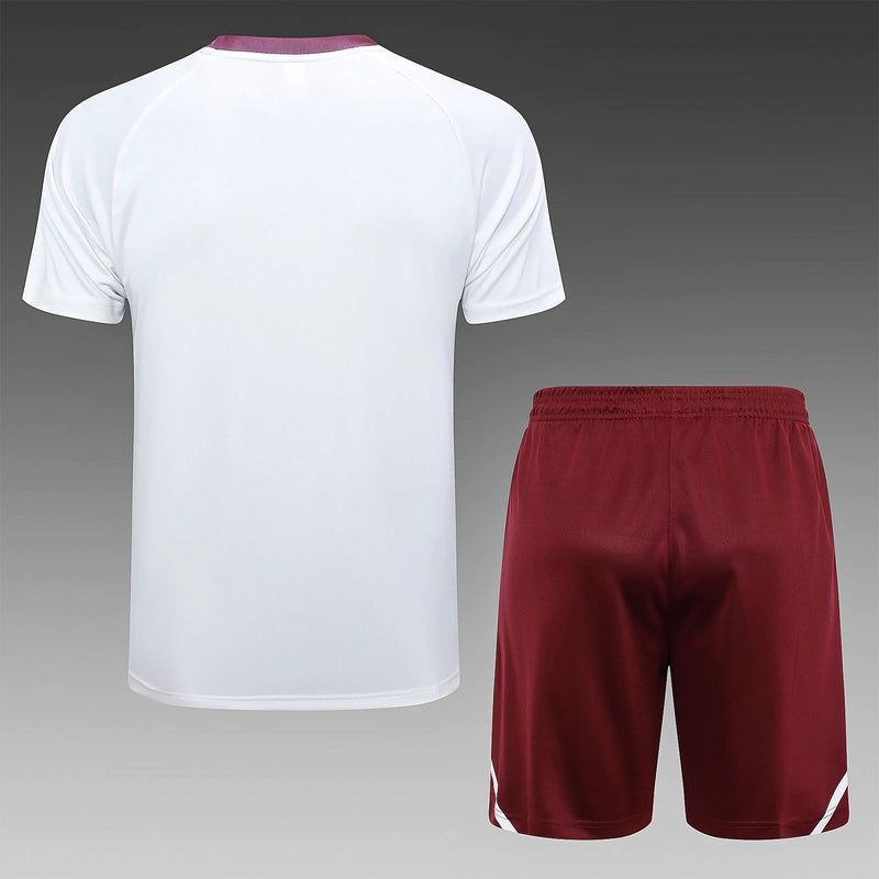 Kit Treino Flamengo Pre-Jogo 2024/25 Adidas Camisa Branca e Short Bordo