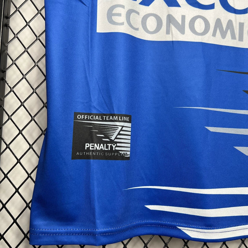 Camisa retrô do goleiro do Corinthians 1998/99 azul da Penalty masculina – vista frontal com escudo bordado