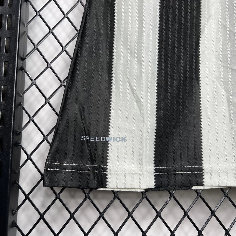 Camisa Botafogo Home 2024/25 Torcedora Feminina Adidas oficial preta e branca com listras verticais e escudo bordado