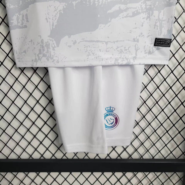 Kit Infantil Al-Nassr Third III 2023/24 Nike - uniforme infantil Cristiano Ronaldo com camisa e short em tecido leve e confortável