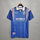 Camisa Rangers FC Home I 1996/97 Adidas Retrô Masculina Azul, uniforme retrô histórico com design clássico e escudo bordado para torcedores do Rangers FC.”