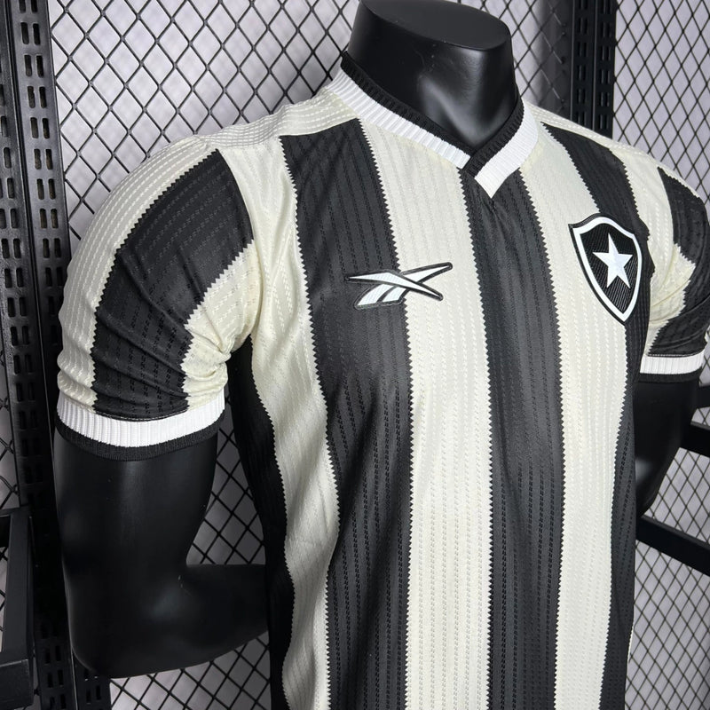 Camisa Botafogo Home 2024/25 Jogador Masculina Adidas oficial preta e branca com escudo bordado e listras verticais