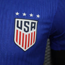 Camisa Estados Unidos Away II 2024/25 Nike Jogador Masculina azul, uniforme torcedor USA soccer, versão jogador com ajuste atlético, escudo bordado e tecido leve Dri-FIT ADV."
camisa Estados Unidos 2024/25 jogador
camisa USA soccer Away azul
camisa seleção EUA versão jogador
uniforme Nike Estados Unidos masculina