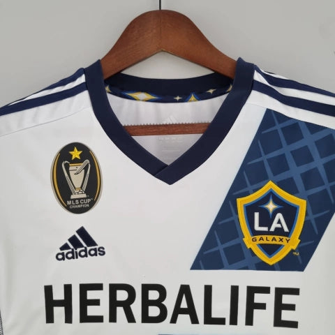 Camisa Los Angeles Galaxy Home I 2011/12 Adidas Retrô Masculina Branca, uniforme histórico da MLS, faixa diagonal azul, Beckham, Donovan, Keane, Waze Mix"