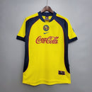 Camisa Club América Home I 2001/02 Nike Retrô Masculina Amarela, uniforme clássico anos 2000, futebol mexicano, coleção retrô das Águias"