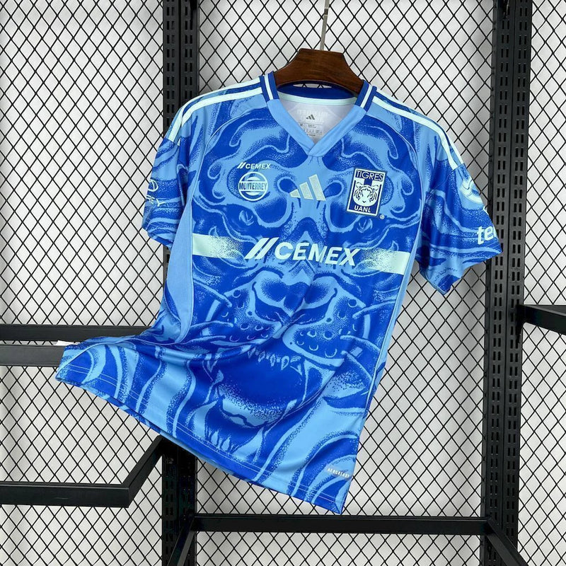 Camisa Tigres Away II 2025/26 Adidas Torcedor Masculina Azul, uniforme do clube mexicano, escudo bordado, tecido leve e respirável, conforto e estilo para torcedores"