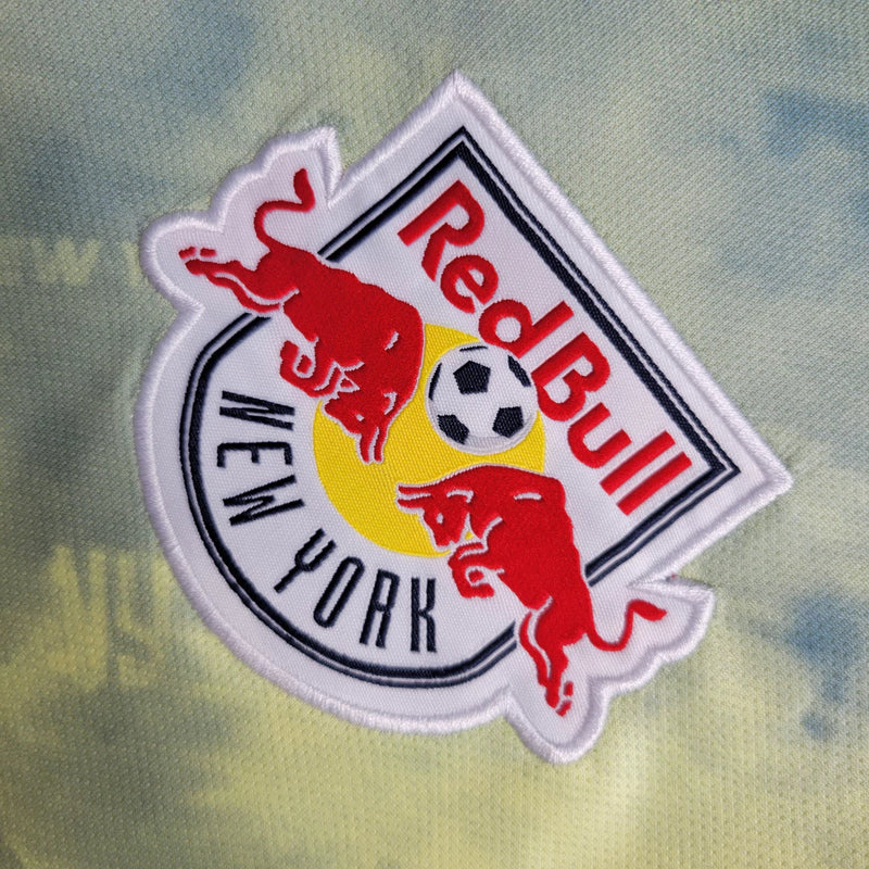 Camisa New York Red Bulls Home I 2023/24 Adidas Torcedor Masculina Amarela e Azul, uniforme MLS, escudo bordado, conforto e estilo, Waze Mix"