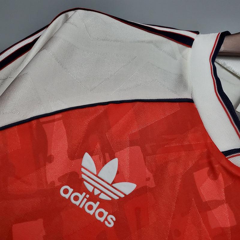 Camisa Arsenal Home 1990/92 Adidas Retrô Masculina em vermelho com gola polo e escudo bordado, design clássico anos 90, ideal para torcedores e colecionadores