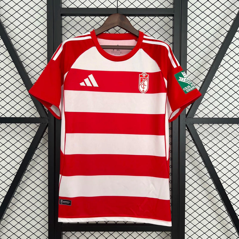 Camisa Granada Home I 2025/26 Adidas Torcedor Masculina - Vermelha e Branca