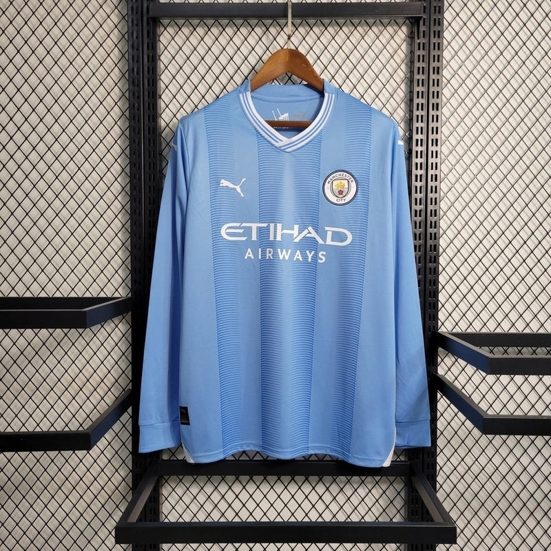 Camisa Manchester City I 23/24 - Manga Longa - Torcedor Puma Masculina - Azul