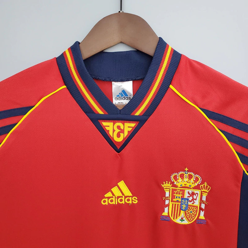 Camisa Espanha Retrô I Home 1998 Torcedor Masculina - Vermelho