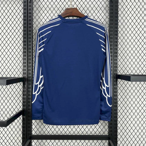 Camisa PSG Fourth IIII 2024/25 Jordan Torcedor Masculina Manga Longa Azul, design moderno, escudo aplicado, confortável e estilosa para torcedores apaixonados