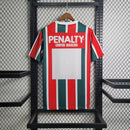 Camisa Fluminense Home 1993/94 Pênalty Masculina retrô, tricolor verde, grená e branco, modelo clássico do clube, ideal para fãs e colecionadores do Fluminense Football Club"