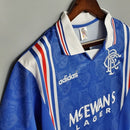 Camisa Rangers FC Home I 1996/97 Adidas Retrô Masculina Azul, uniforme retrô histórico com design clássico e escudo bordado para torcedores do Rangers FC.”