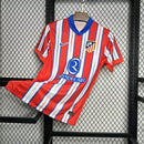 Camisa Atlético de Madrid Home 2024/25 Torcedor Masculina Adidas oficial vermelha e branca com listras e escudo bordado