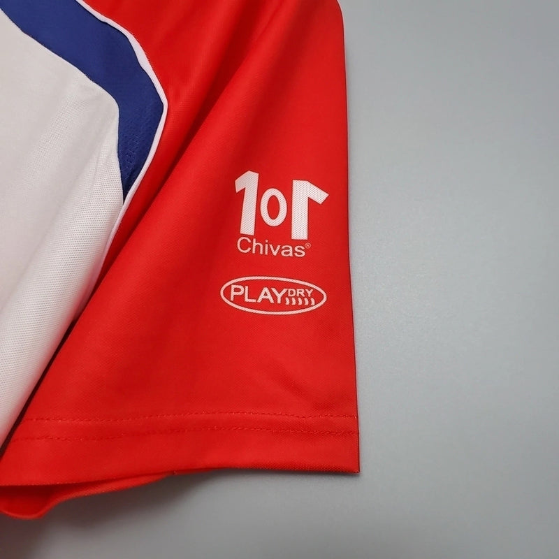 Camisa Chivas Guadalajara Home I 2006/07 Reebok Retrô Masculina Vermelha e Branca, uniforme clássico, escudo bordado, futebol mexicano, retrô colecionável"