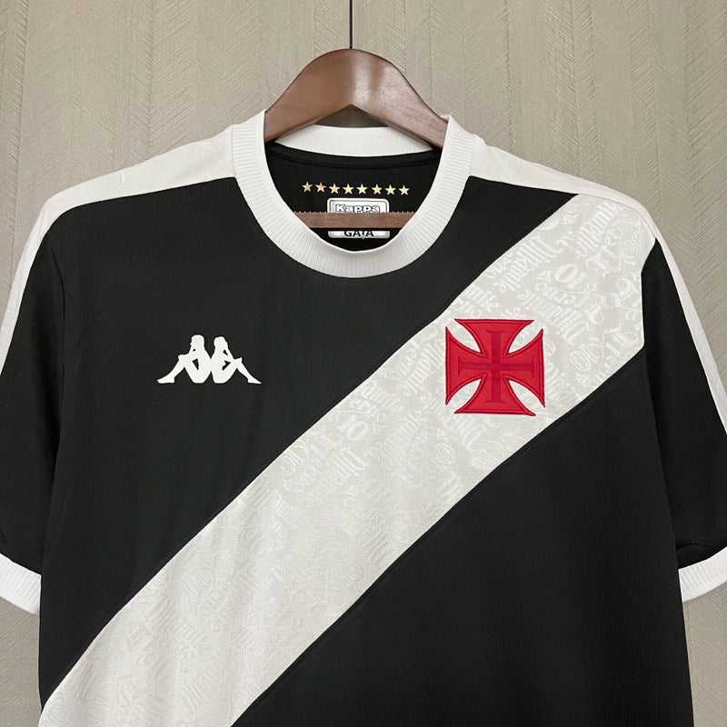 Camisa Vasco Home 2024/25 Torcedor Masculina Edição Dinamite Adidas oficial preta e branca com faixa transversal e escudo bordado