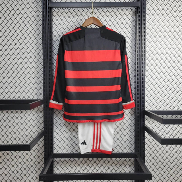Kit Infantil Flamengo Home (1) 2024/25 Adidas Manga Longa