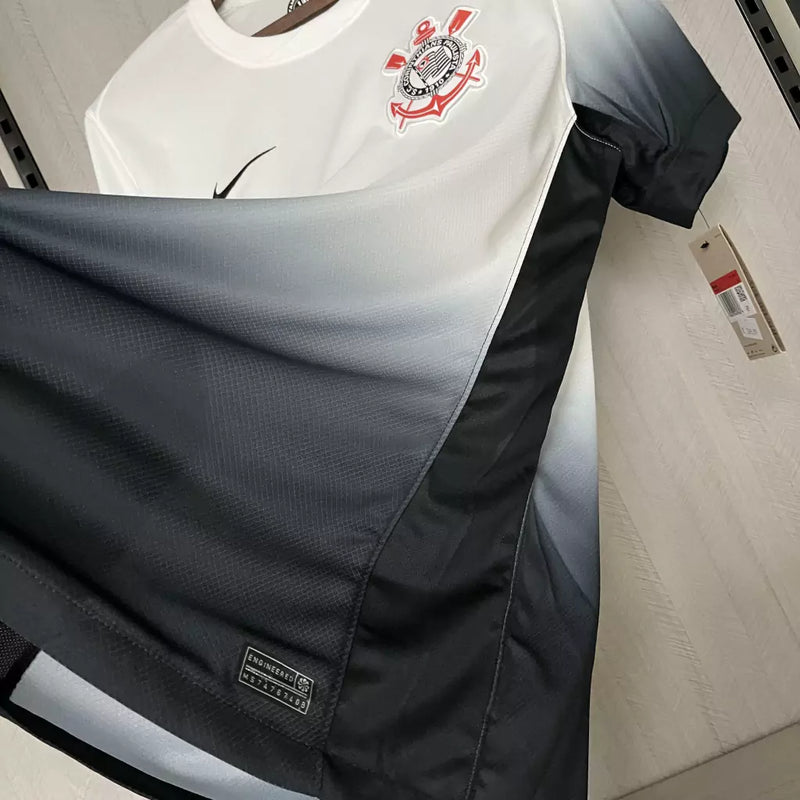 Camisa Corinthians Home 2024/25 Masculina Nike para torcedor, preta com detalhes em branco, modelo oficial do clube, ideal para fãs homens do Corinthians