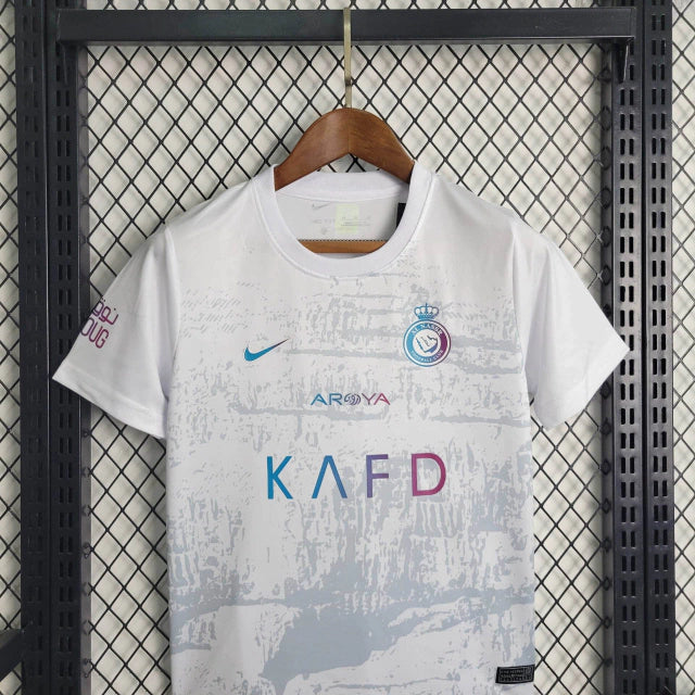 Kit Infantil Al-Nassr Third III 2023/24 Nike - uniforme infantil Cristiano Ronaldo com camisa e short em tecido leve e confortável