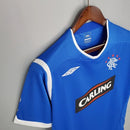 “Camisa Rangers FC Home I 2008/09 Umbro Retrô Masculina Azul, uniforme retrô histórico do clube escocês, design clássico e escudo bordado para colecionadores.”