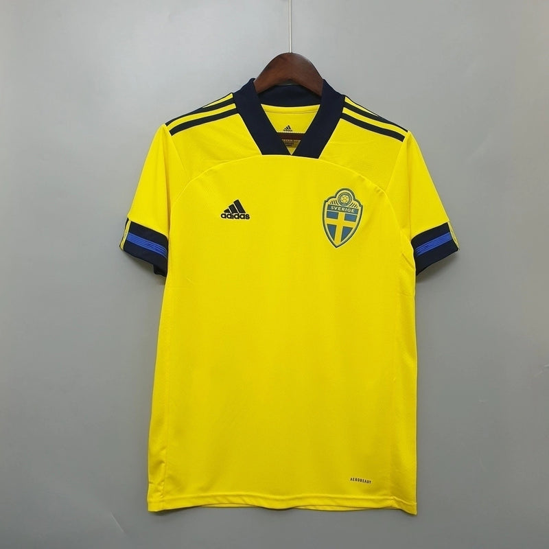 Camisa Suécia Home I 2020/21 Adidas masculina amarela com detalhes azuis, gola careca e tecido leve respirável para torcedores"