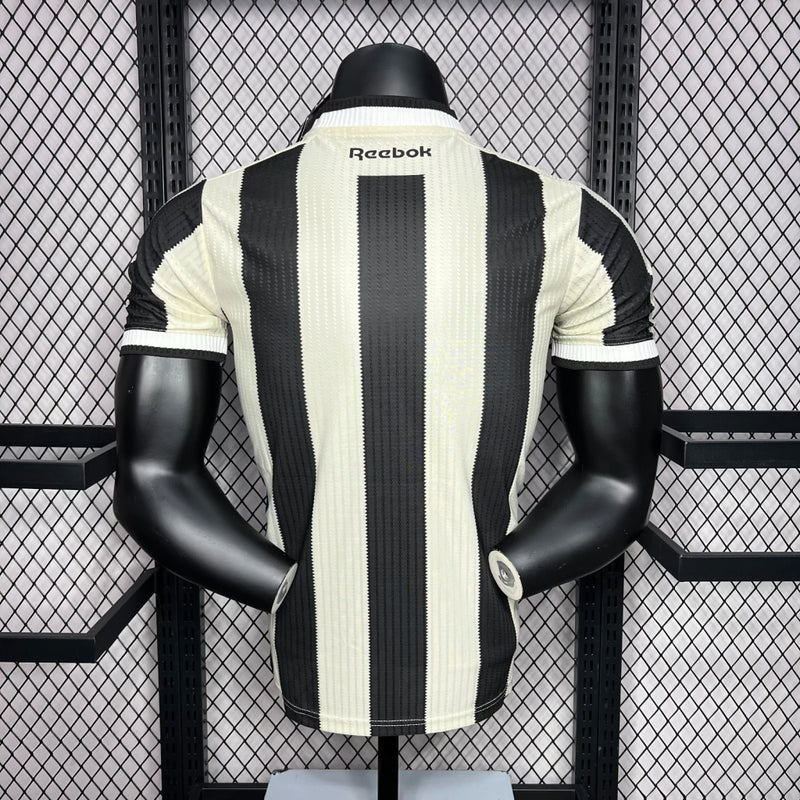 Camisa Botafogo Home 2024/25 Jogador Masculina Adidas oficial preta e branca com escudo bordado e listras verticais