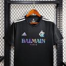 Camisa Flamengo x Balmain 2024/25 Adidas Torcedor Masculina - Preto