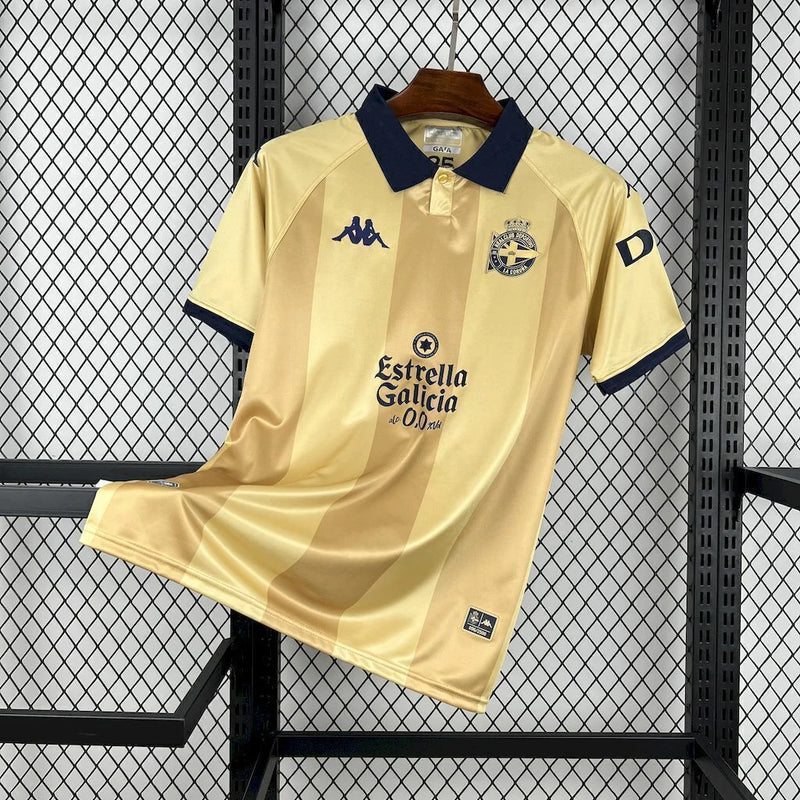 Camisa Deportivo La Coruna "25 Anos La Liga" 2025/26 Kappa Torcedor Masculina - Dourada