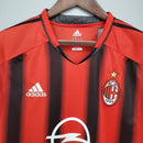 Camisa AC Milan Home I 2004/05 Adidas Retrô Masculina - Vermelha e Preta