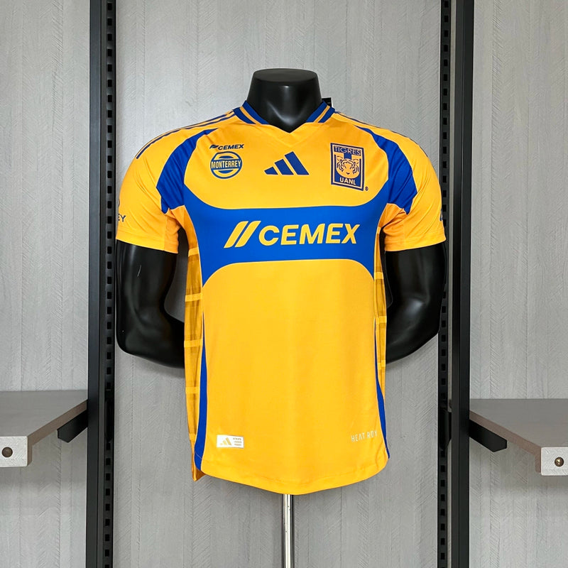 Camisa Tigres Home I 2024/25 Adidas Jogador Masculina Amarela, uniforme de jogador, escudo bordado, tecido Climalite, performance e conforto para treinos e partidas"